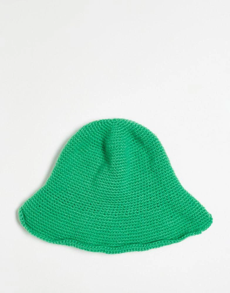 商品COLLUSION|COLLUSION knitted crochet festival bucket hat in green,价格¥73,第1张图片