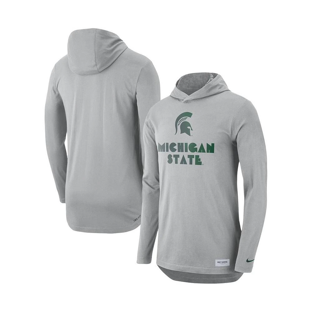 商品NIKE|Men's Gray Michigan State Spartans Campus Performance Hoodie Long Sleeve T-shirt,价格¥371,第1张图片