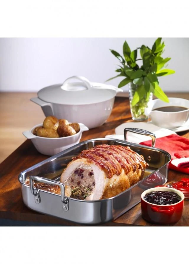商品Le Creuset|3-ply stainless steel rectangular roaster 35cm,价格¥2314,第4张图片详细描述