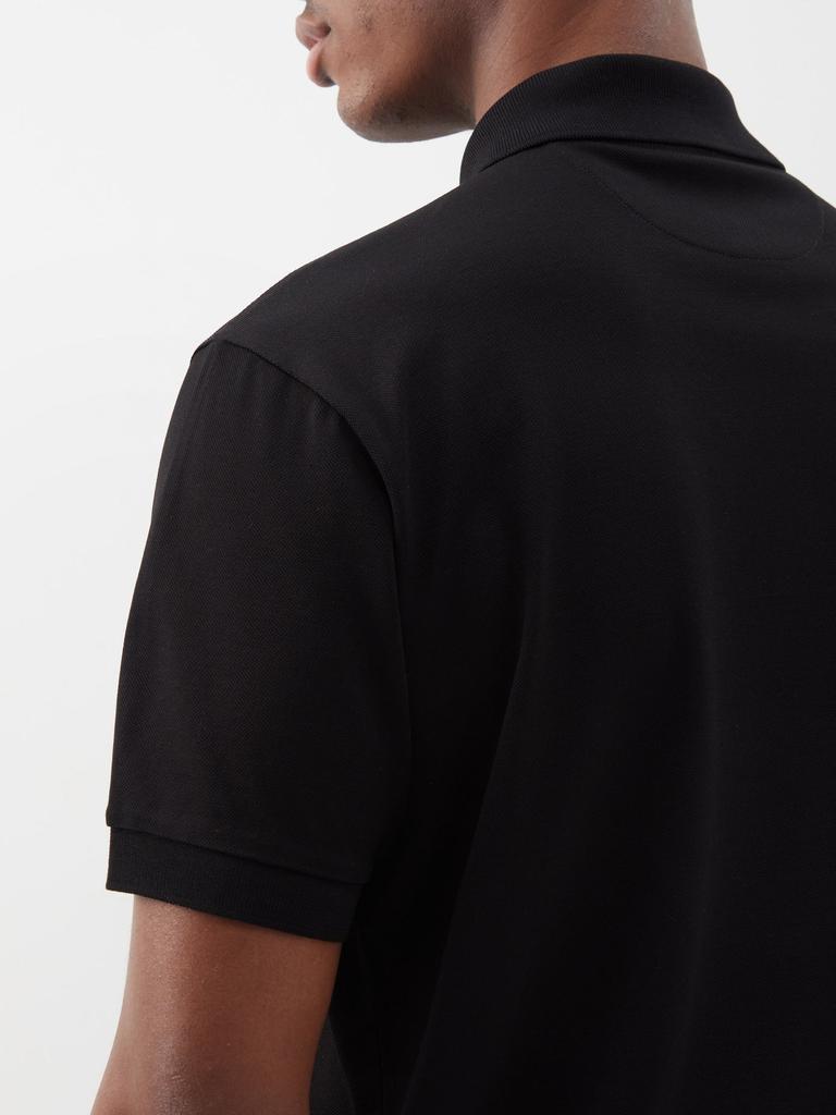 Signature-stripe trimmed cotton polo shirt商品第3张图片规格展示