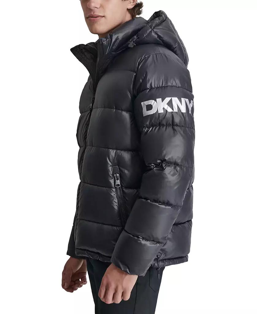 DKNY Men's Shiny Nylon Hooded Puffer Jacket - Coats - Free