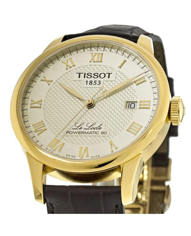 商品Tissot|Tissot Le Locle Powermatic 80 Yellow Gold Tone Leather Strap Men's Watch T006.407.36.263.00,价格¥4085,第2张图片详细描述