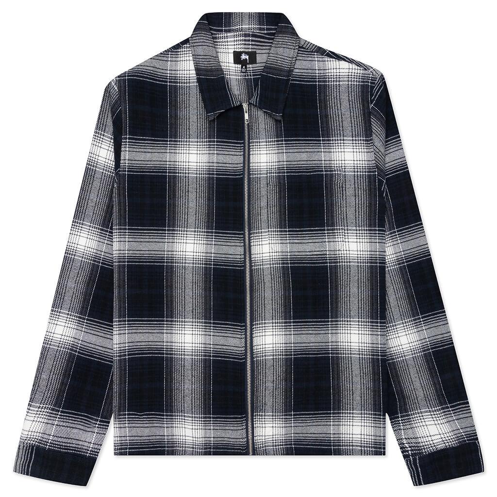 Stussy Shadow Plaid Zip L/S Shirt - Navy商品第1张图片规格展示