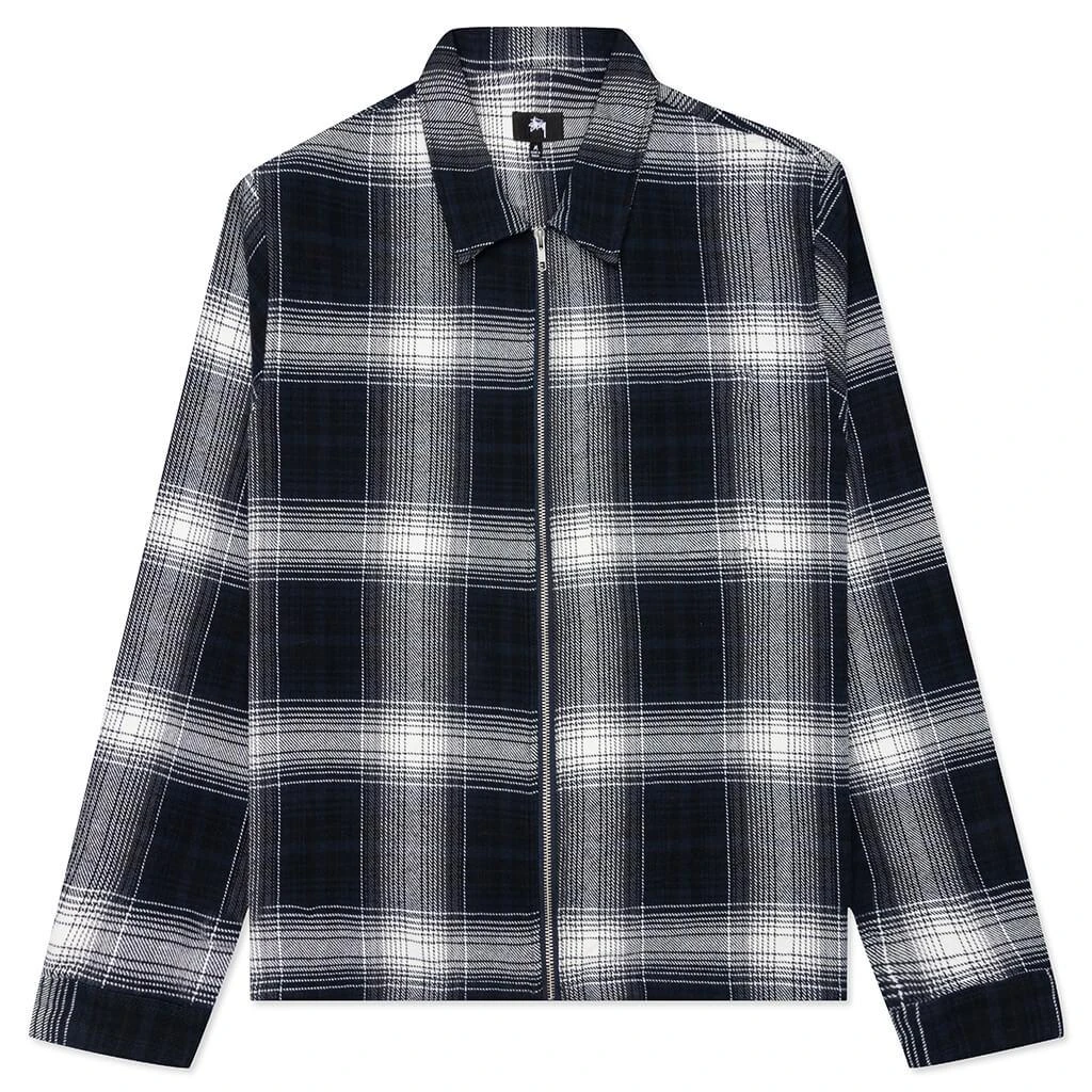 商品STUSSY|Stussy Shadow Plaid Zip L/S Shirt - Navy,价格¥799,第1张图片