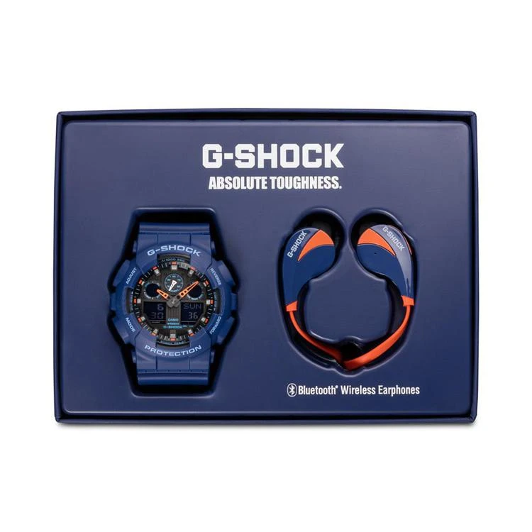 商品G-Shock|Men's Analog-Digital Blue & Orange Resin Strap Watch & Earbuds Gift Set 55mm, Created for Macy's,价格¥849,第5张图片详细描述