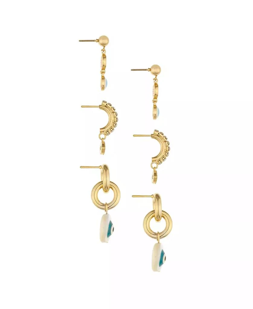 商品Ettika Jewelry|18k Gold-Plated 3-Pc. Set Cubic Zirconia Evil Eye Drop Earrings,价格¥599,第2张图片详细描述