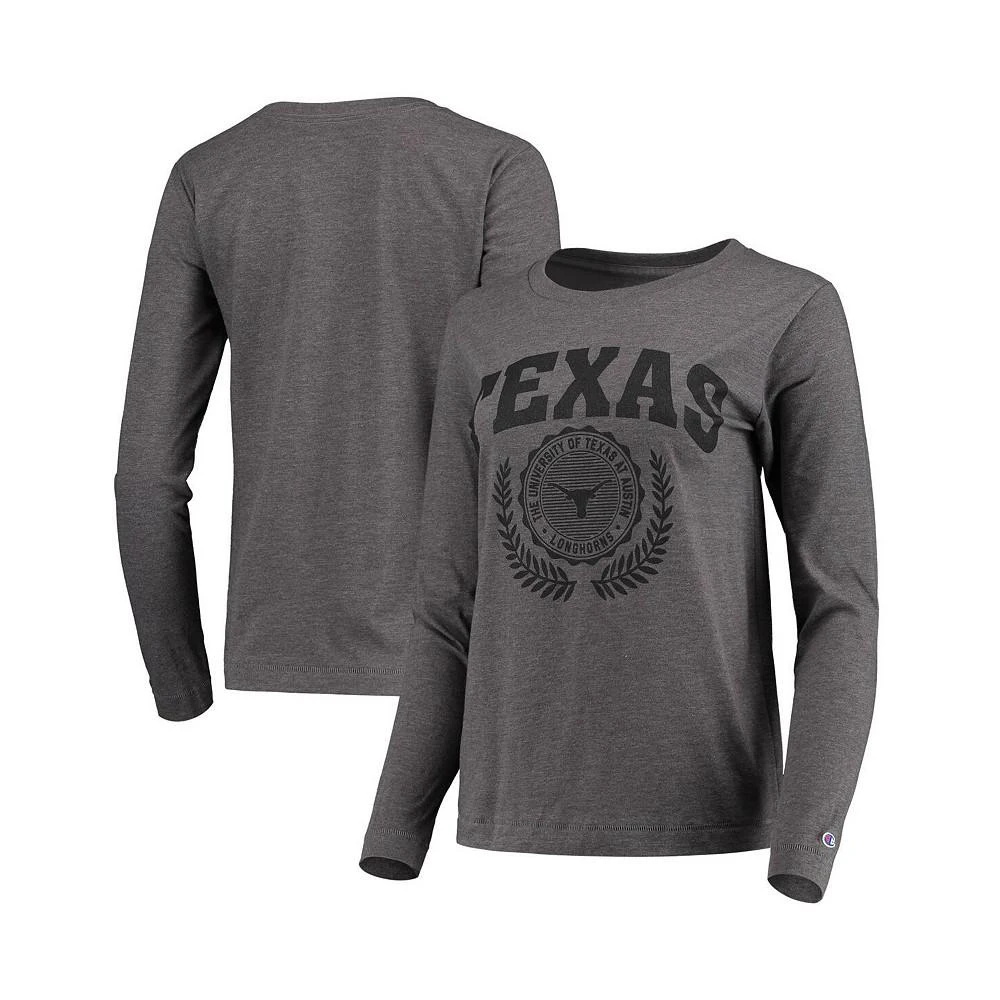 商品CHAMPION|Women's Heathered Charcoal Texas Longhorns University Laurels Long Sleeve T-shirt,价格¥240,第1张图片