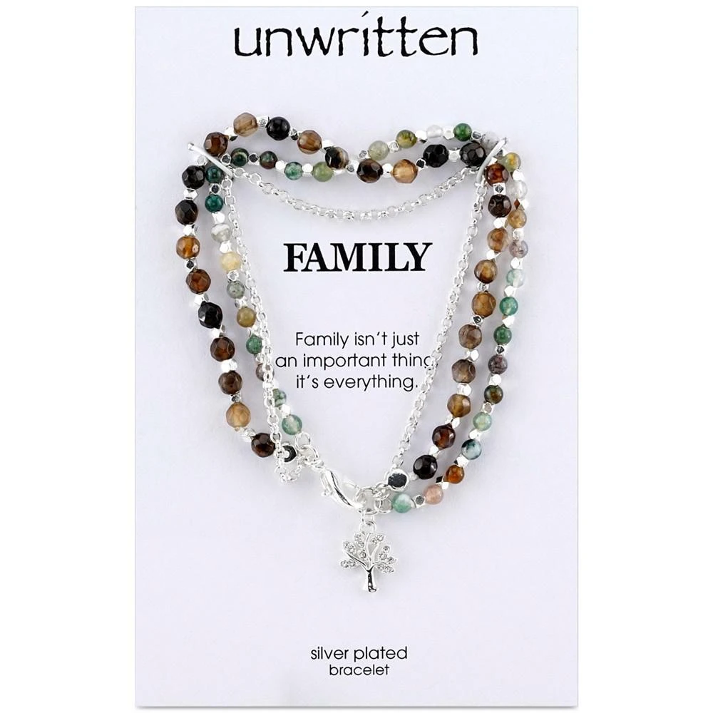 商品Unwritten|Jasper (3-1/2-4mm)Triple Strand Bead Charm Bracelet in Silver-Plate,价格¥206,第2张图片详细描述