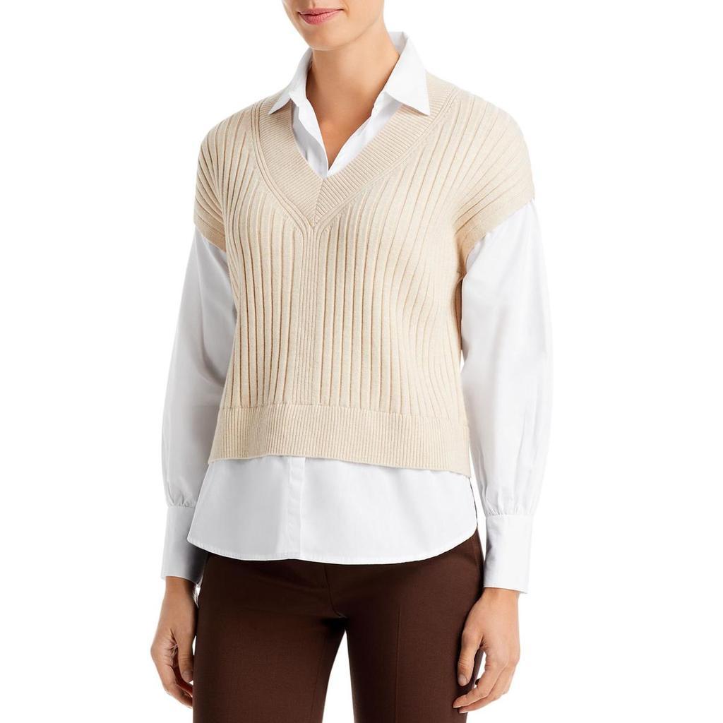 商品Tahari|T Tahari Womens Layered Mixed Media Pullover Sweater,价格¥209-¥239,第4张图片详细描述