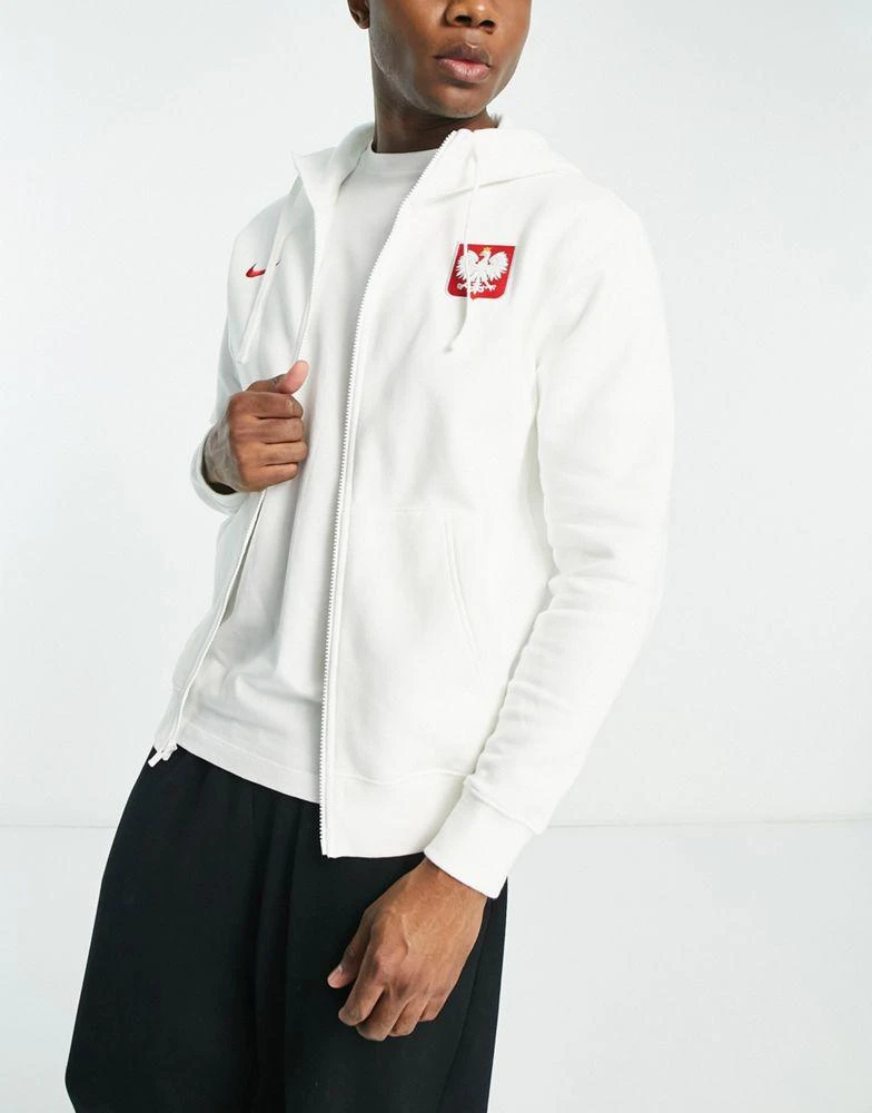 商品NIKE|Nike Football World Cup 2022 Poland unisex zip through hoodie in white,价格¥398,第1张图片