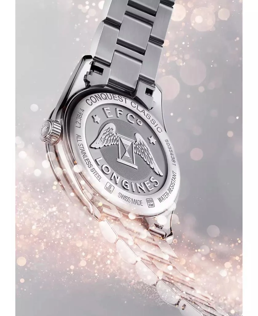 商品Longines|Women's Swiss Conquest Classic Diamond-Accent Stainless Steel Bracelet Watch 34mm,价格¥10291,第4张图片详细描述