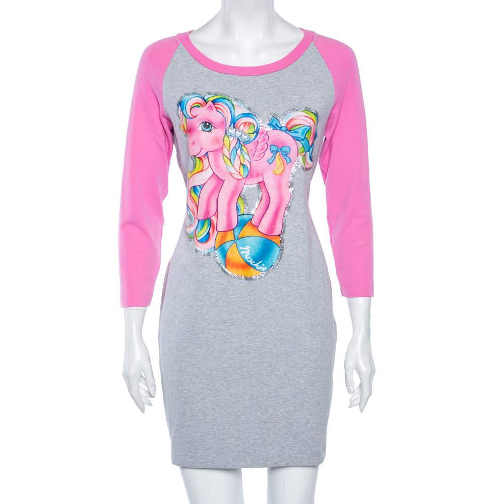 商品[二手商品] Moschino|Moschino Couture Grey & Pink Cotton My Little Pony Printed Mini T-Shirt Dress L,价格¥813,第1张图片