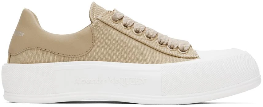 商品Alexander McQueen|Beige Deck Plimsoll Sneakers,价格¥1306,第1张图片