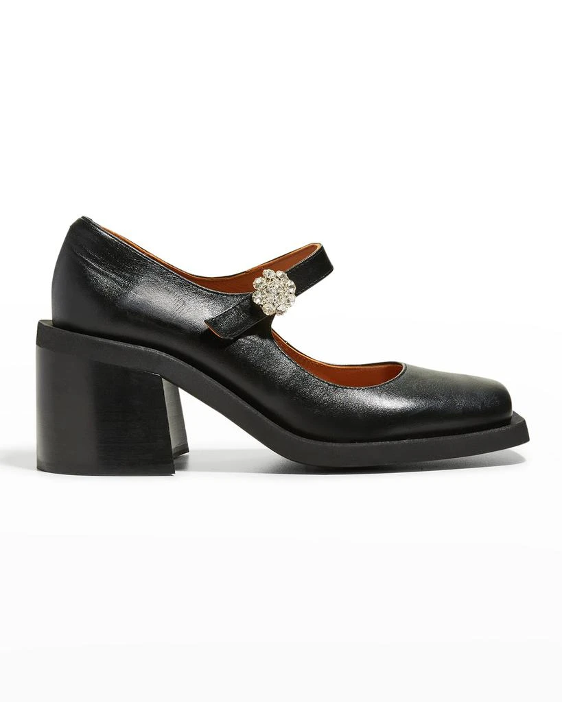 商品Ganni|Calfskin Mary Jane Square-Toe Pumps,价格¥1284,第1张图片