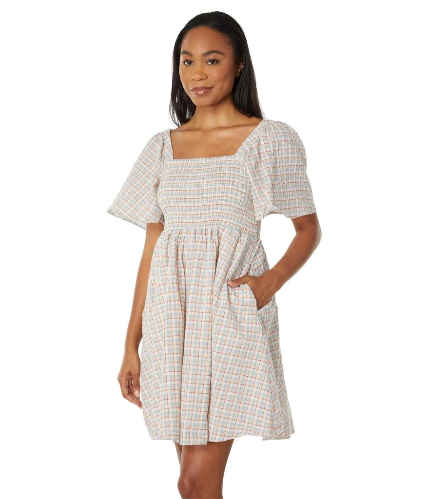 商品Madewell|Seersucker Lucie Tie-Back Mini Dress in Plaid,价格¥684,第1张图片