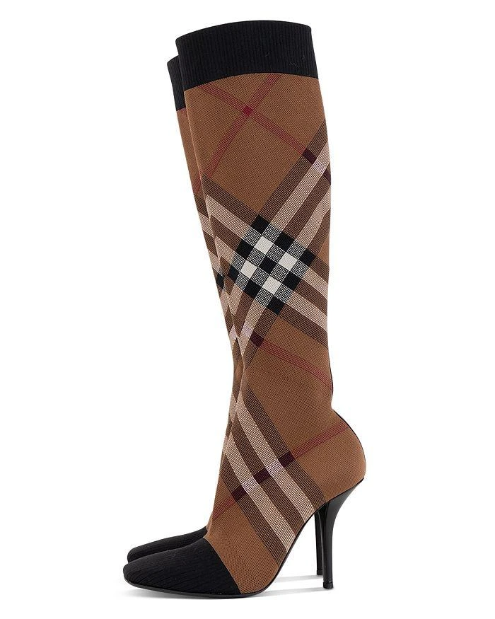 商品Burberry|Women's Dolman Vintage Check Stretch Knit High Heel Boots,价格¥7488,第4张图片详细描述