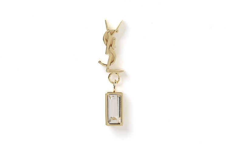 商品[国内直发] Yves Saint Laurent|圣罗兰 Logo徽标图案 黄铜/玻璃 单只耳环 女款 金色,价格¥2382,第2张图片详细描述
