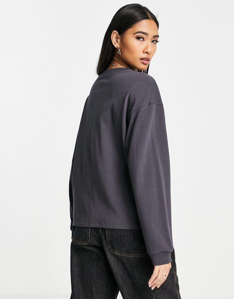 Madewell long sleeve t-shirt in charcoal商品第3张图片规格展示