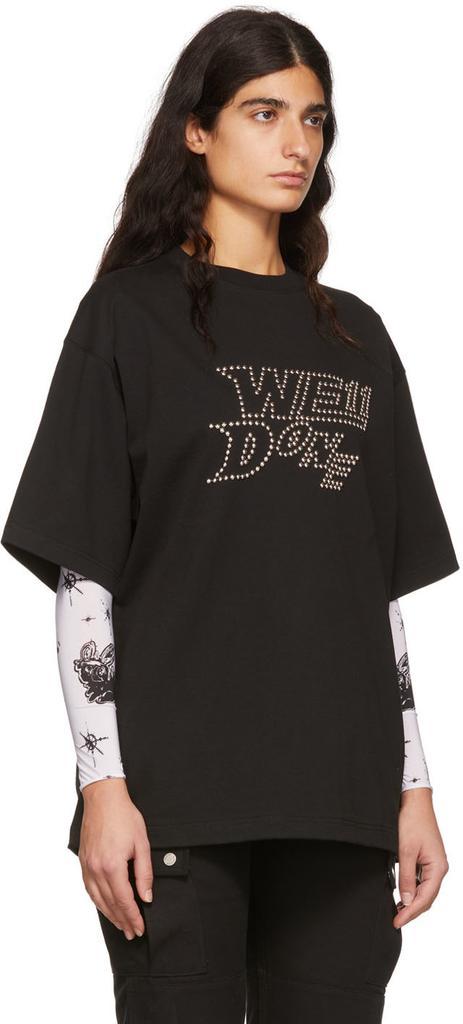 商品We11done|Black Cotton T-Shirt,价格¥2120,第4张图片详细描述