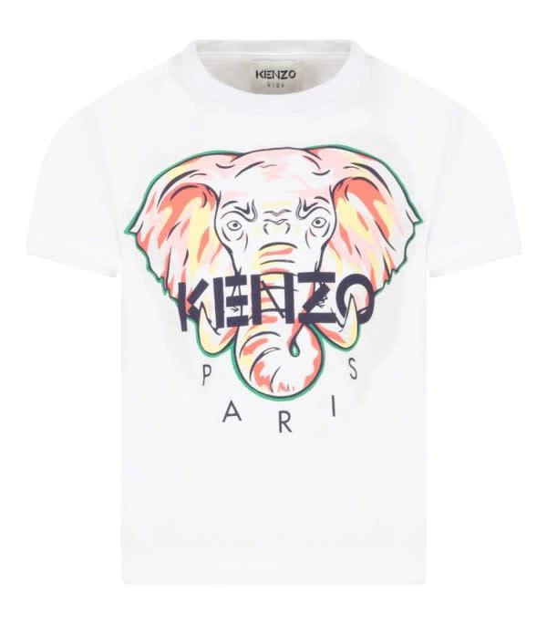 商品Kenzo|Kenzo Kids T-shirt Bianca Con Elefante E Logo,价格¥846,第1张图片