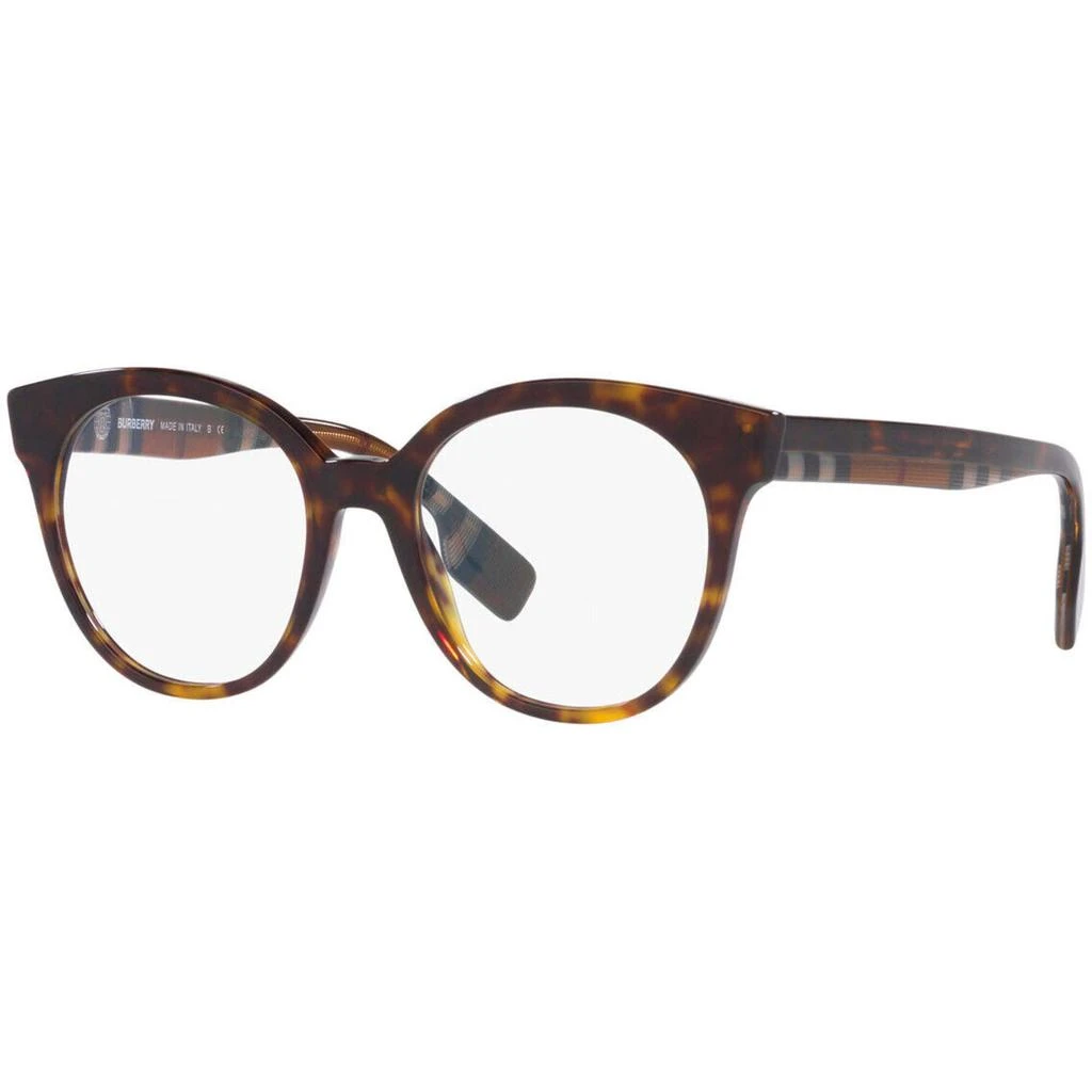 商品Burberry|Burberry Women's Eyeglasses - Dark Havana Acetate Round Frame Demo Lens | 2356 3991,价格¥1057,第1张图片