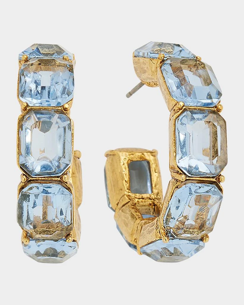 商品Oscar de la Renta|Baguette Crystal Hoop Earrings, Watermelon/Rainbow,价格¥2143,第1张图片详细描述