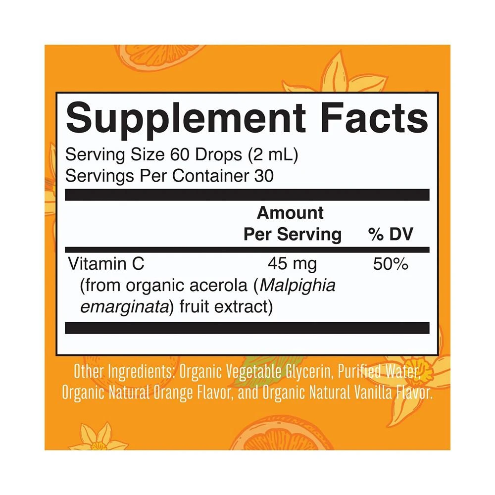 商品MaryRuth Organics|Kids Vitamin C Liquid, Orange Vanilla, 2oz,价格¥149,第3张图片详细描述