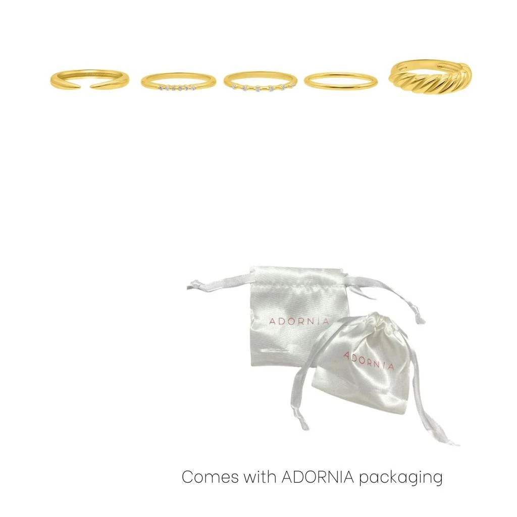 商品ADORNIA|14k Gold Plated Set of 5 Stacking Bands,价格¥188,第5张图片详细描述