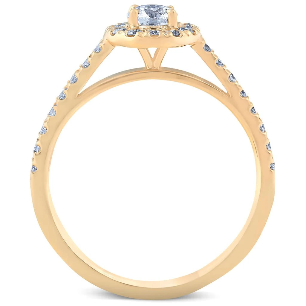 商品Pompeii3|1Ct Halo Lab Grown Diamond Engagement Matching Wedding Ring Set 14k Yellow Gold,价格¥6850,第2张图片详细描述