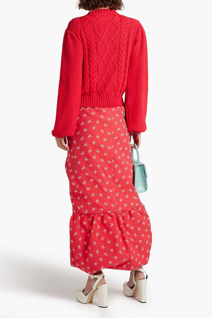 Whoopsy Daisy embroidered cloqué midi skirt商品第3张图片规格展示