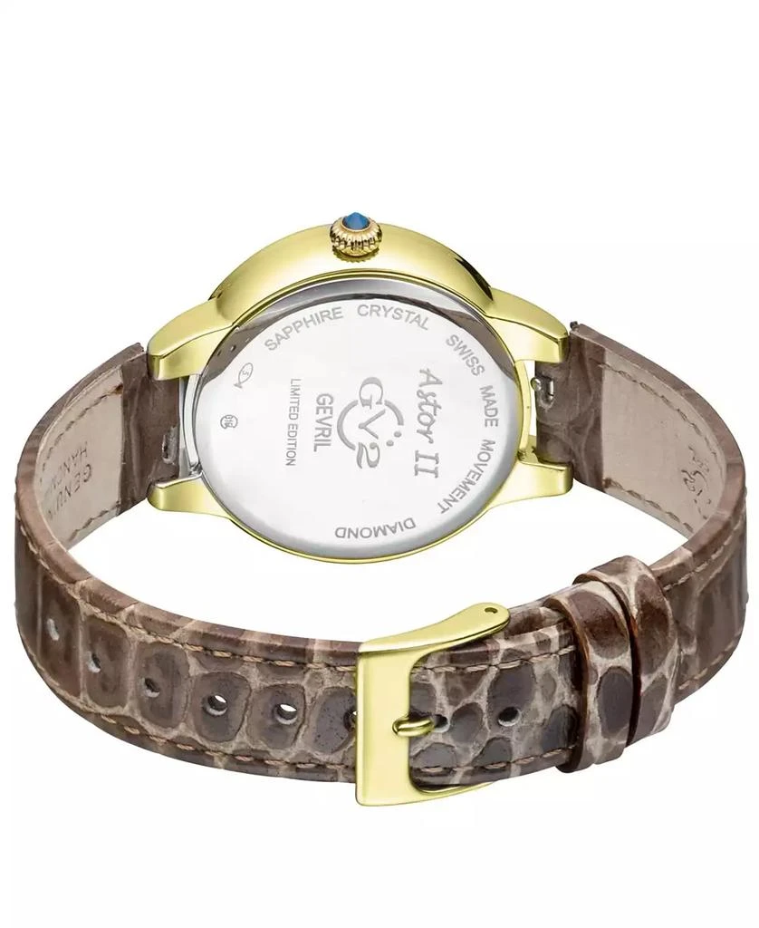 商品Gevril|GV2 Women's Astor II Brown Leather Swiss Quartz Strap Watch 36mm,价格¥5473,第2张图片详细描述