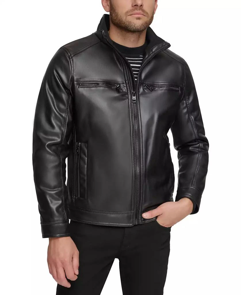 商品Calvin Klein|Men's Faux Leather Moto Jacket, Created for Macy's,价格¥1026,第1张图片