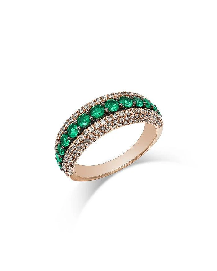 商品Bloomingdale's Fine Collection|Emerald & Champagne Diamond Multi-Row Ring in 14K Rose Gold,价格¥31764,第1张图片详细描述