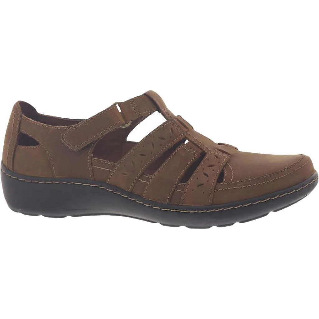 商品Clarks|Clarks Womens Cora River Leather Cut-out Wedge Sandals,价格¥131,第1张图片