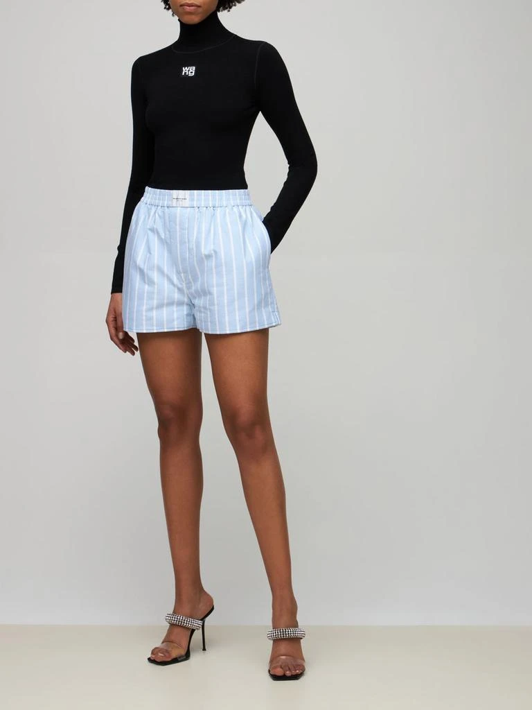 商品Alexander Wang|Logo Cotton Poplin Padded Shorts W/logo,价格¥782,第1张图片详细描述