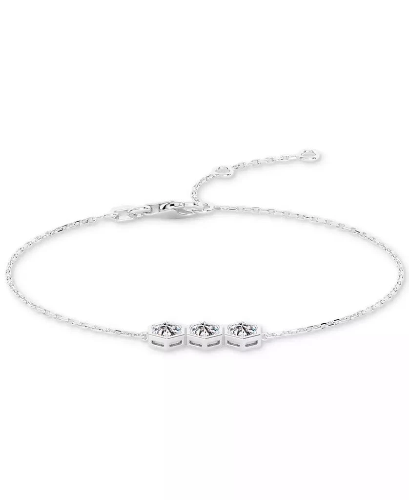 Diamond Three Stone Honeycomb Chain Bracelet (5/8 ct. t.w.) in 14k White Gold 商品