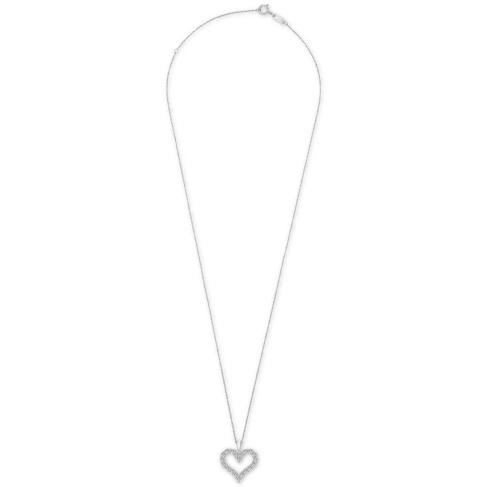 商品Macy's|Diamond Open Heart Pendant Necklace (1 ct. t.w.) in 14k Gold, 18" + 2" extender,价格¥8434,第3张图片详细描述