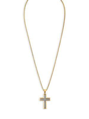 Goldtone Stainless Steel & Diamond Cross Pendant Necklace商品第1张图片规格展示