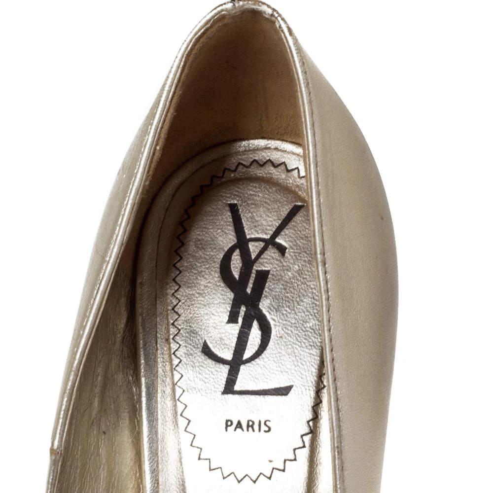 Saint Laurent Paris Pale Gold Leather Tribtoo Platform Pumps Size 37.5 商品