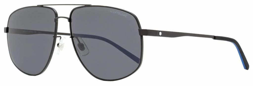 商品MontBlanc|Montblanc Men's Navigator Sunglasses MB0102S 001 Matte Black/Blue 60mm,价格¥1094,第1张图片