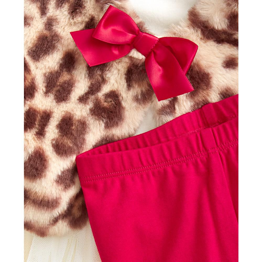 Baby Girls 3-Pc. Leopard Vest, Top & Legging Set, Created for Macy's商品第3张图片规格展示