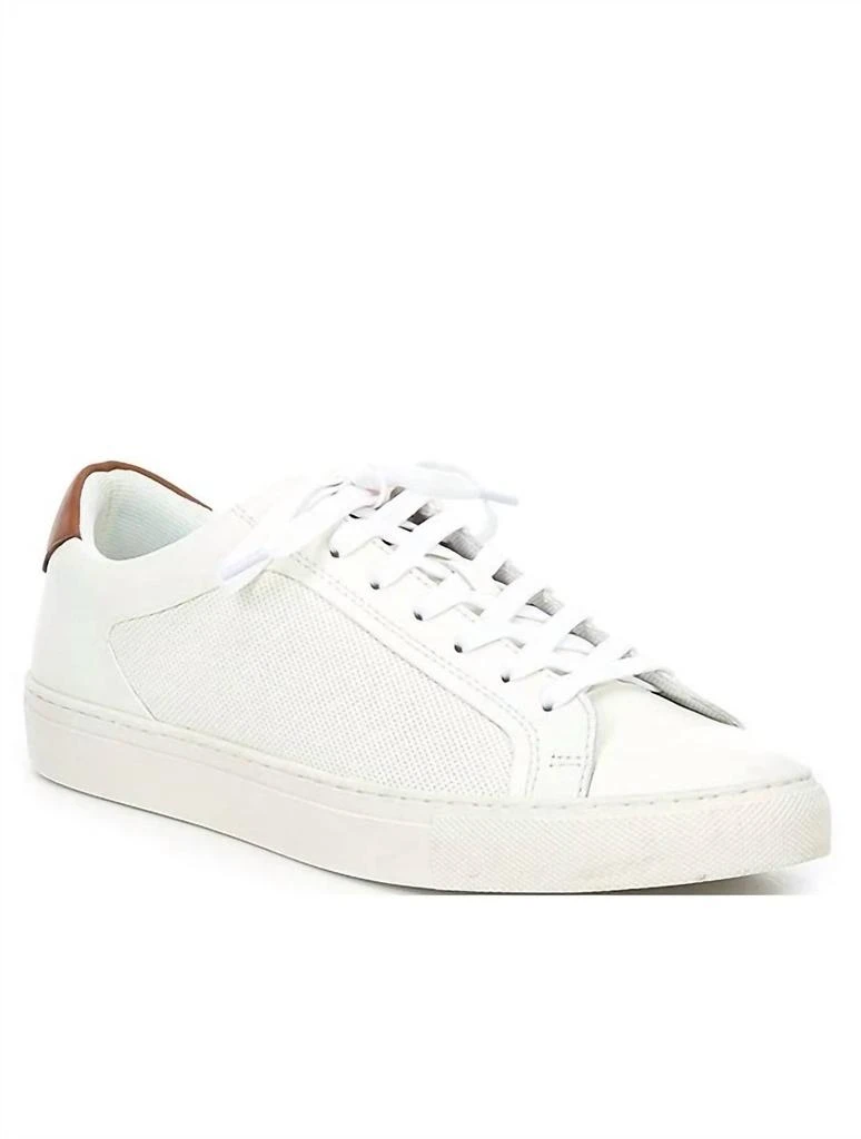 商品Steve Madden|Mens Finneas Lace-Up Sneakers In White Leather,价格¥494,第1张图片