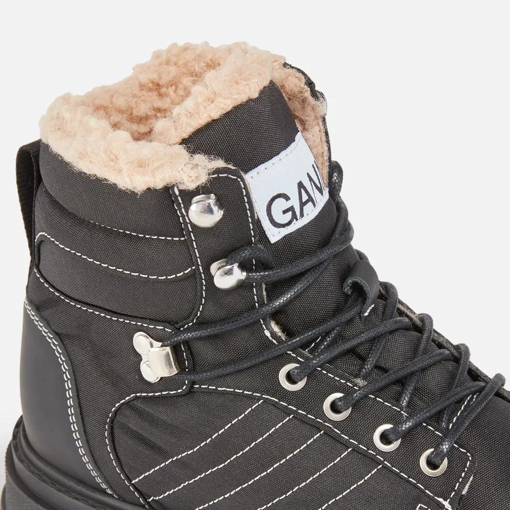商品Ganni|Ganni Leather and Twill Hiking-Style Boots,价格¥1989,第4张图片详细描述