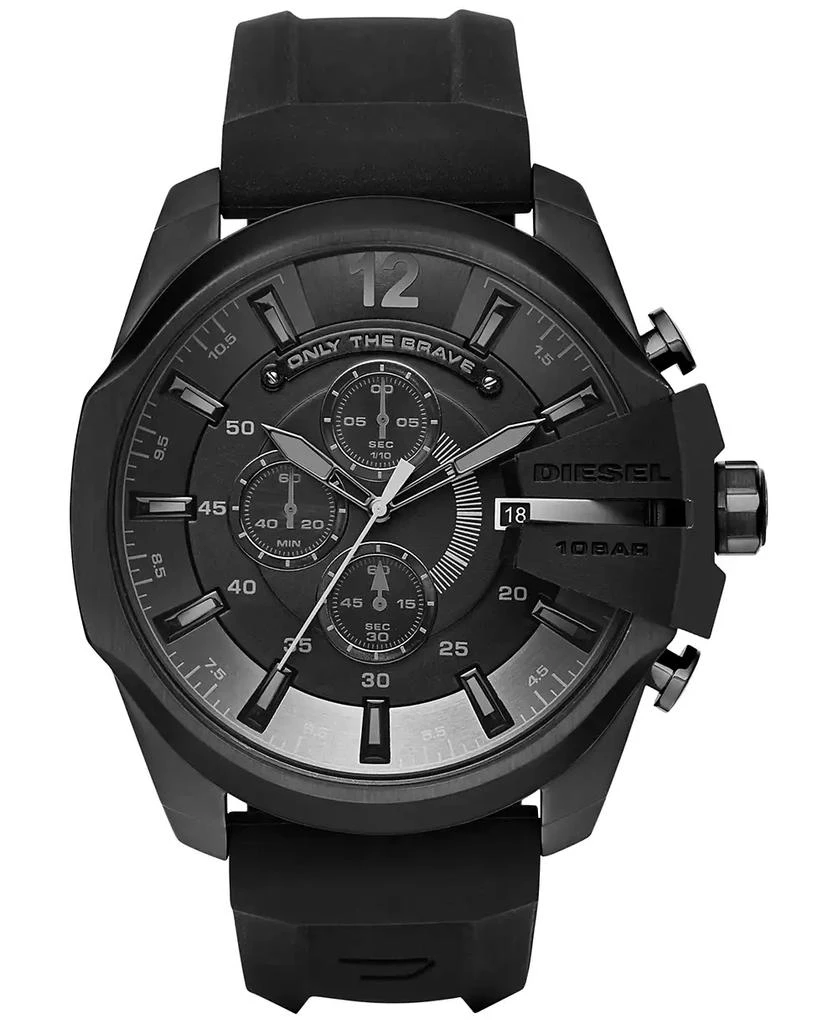 商品Diesel|Men's Chronograph Mega Chief Black Silicone Strap Watch 51x59mm DZ4378,价格¥1861,第1张图片