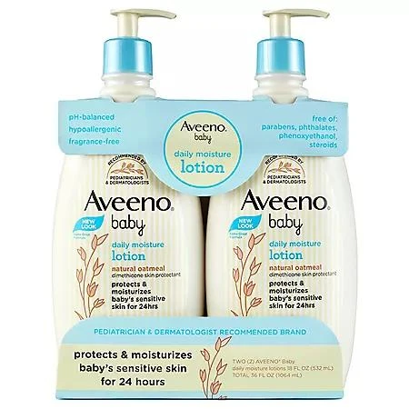 商品Aveeno|婴儿无香型润肤乳(18 fl. oz., 2支装),价格¥126,第1张图片