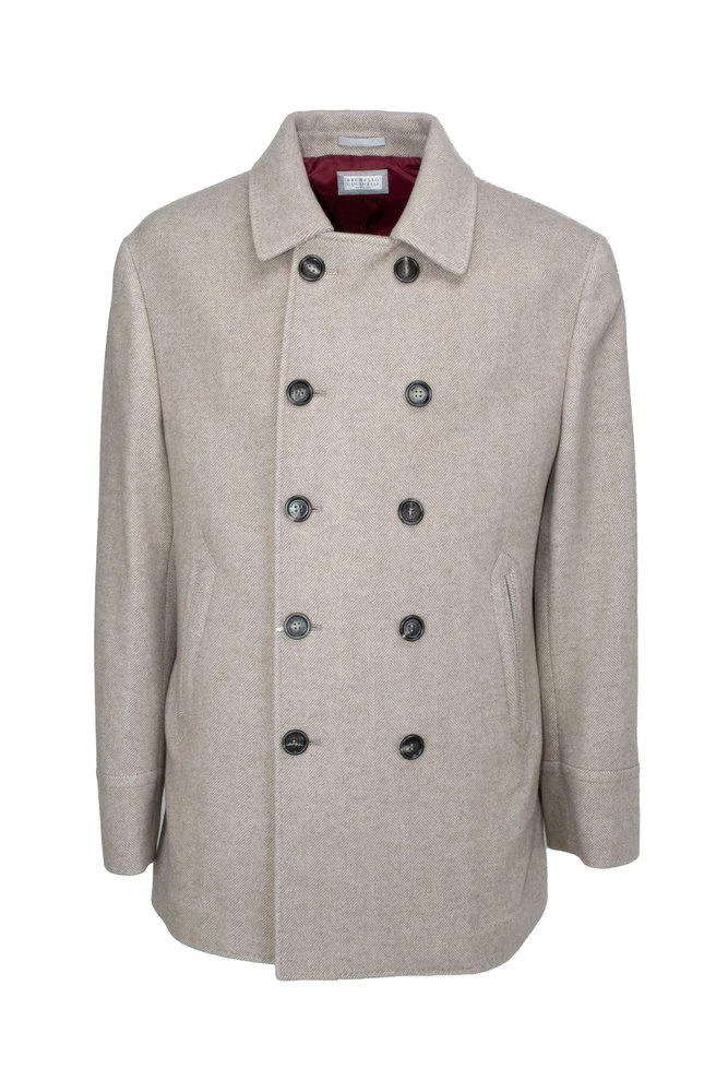 商品Brunello Cucinelli|Brunello Cucinelli Double-Breasted Fine Knit Coat,价格¥26354,第1张图片