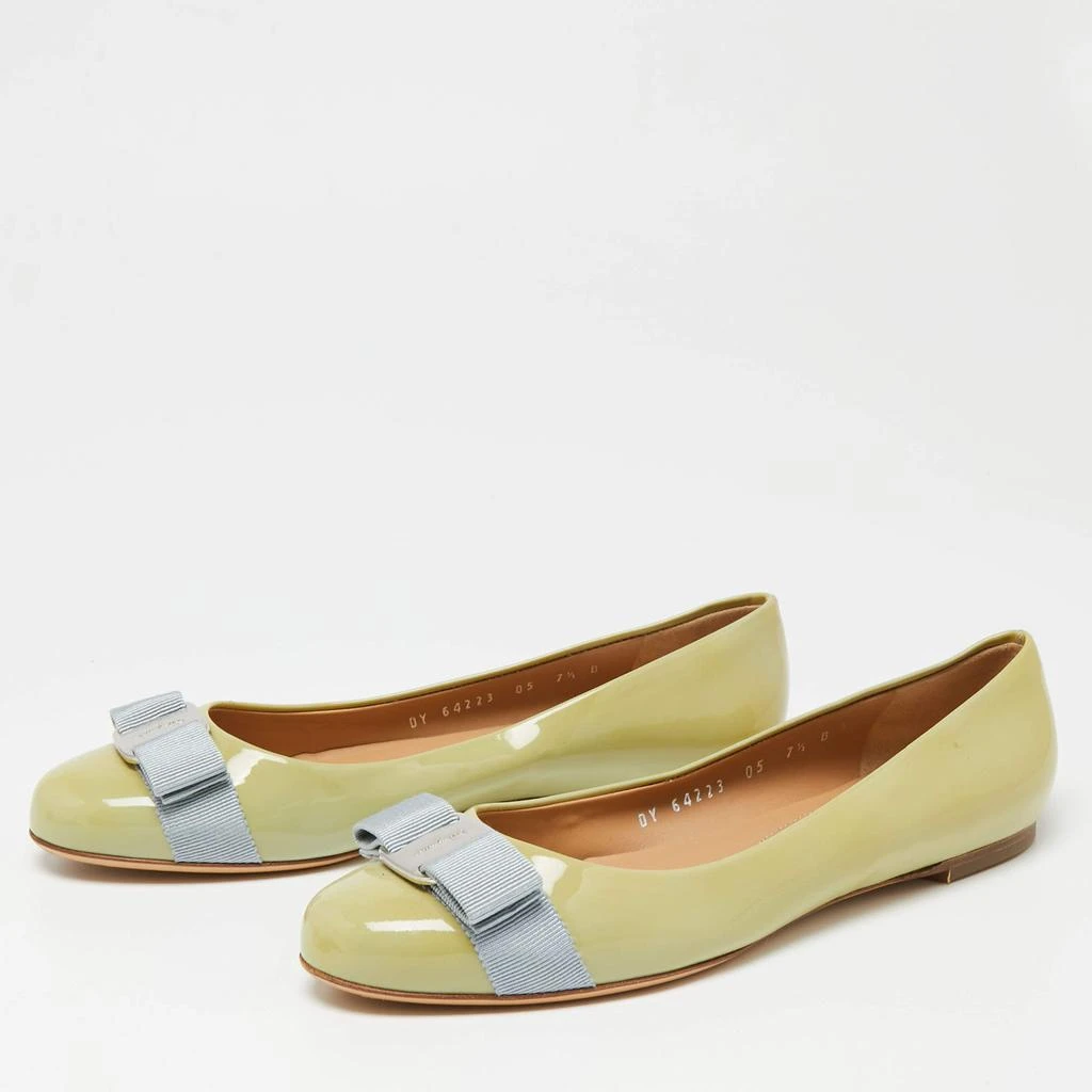 商品[二手商品] Salvatore Ferragamo|Salvatore Ferragamo Green Patent Leather Bow Varina Ballet Flats Size 38,价格¥1002,第2张图片详细描述