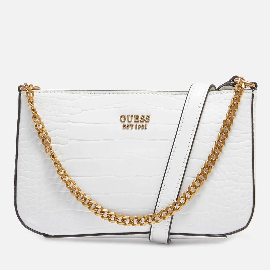 Guess Women's Katey Croc Mini Top Zip Shoulder Bag - White商品第1张图片规格展示