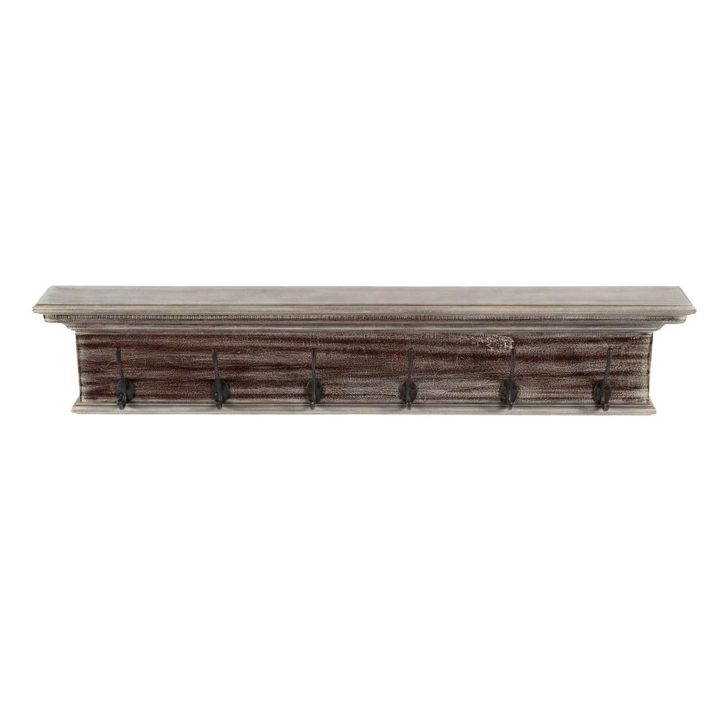 商品Homezia|39" Rustic Brown Gray Wash Wood Six Hook Hanging Coat Rack,价格¥1573,第1张图片