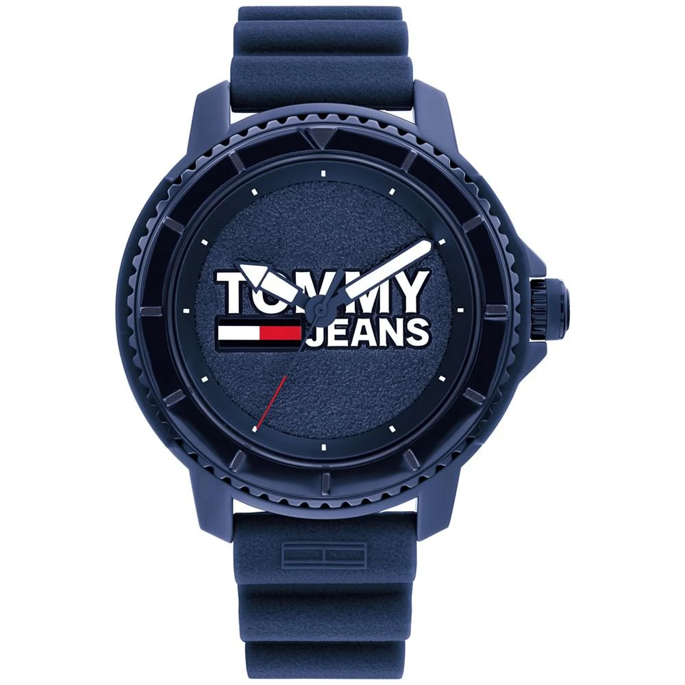 商品Tommy Hilfiger|Tommy Hilfiger Men's Blue Silicone Strap Watch 45mm,价格¥655,第1张图片